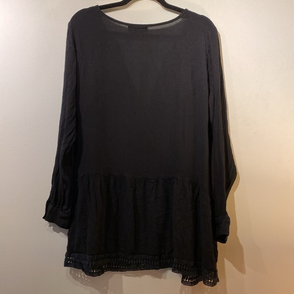 Athena Women’s Sheer Black V Neck Tunic size Medium Embroidered Swim Coverup - Picture 3 of 10